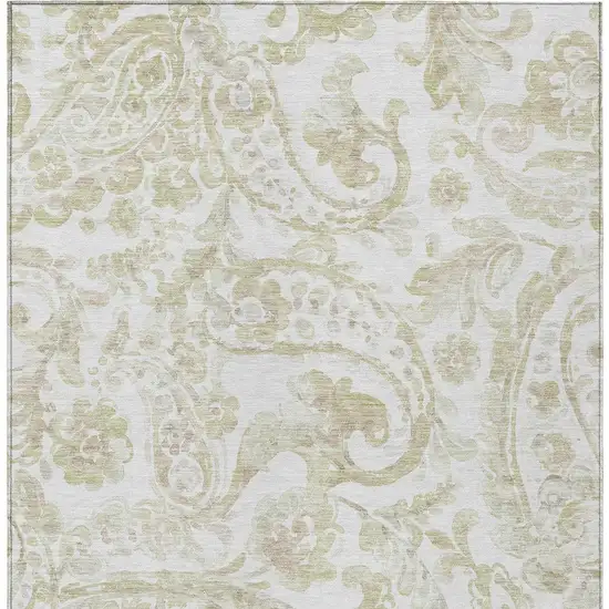 Beige Tan And Ivory Paisley Washable Indoor Outdoor Area Rug Photo 7