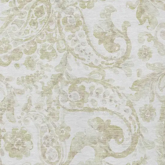 Beige Tan And Ivory Paisley Washable Indoor Outdoor Area Rug Photo 6