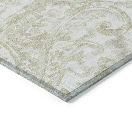 Beige Tan And Ivory Paisley Washable Indoor Outdoor Area Rug Photo 5