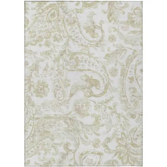 Beige Tan And Ivory Paisley Washable Indoor Outdoor Area Rug Photo 2