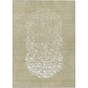 Photo of Beige Tan And Taupe Abstract Washable Indoor Outdoor Area Rug