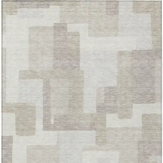 Beige Tan And Taupe Abstract Washable Indoor Outdoor Area Rug Photo 5