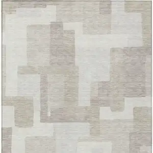 Photo of Beige Tan And Taupe Abstract Washable Indoor Outdoor Area Rug