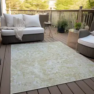 Photo of Beige Tan And Taupe Abstract Washable Indoor Outdoor Area Rug