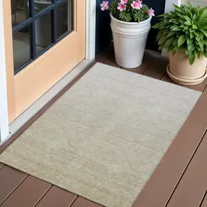 Photo of Beige Tan And Taupe Ombre Washable Indoor Outdoor Area Rug