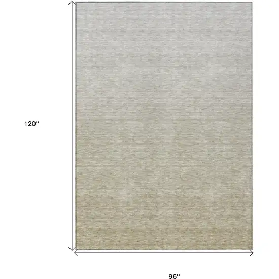 Beige Tan And Taupe Ombre Washable Indoor Outdoor Area Rug Photo 3