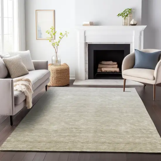 Beige Tan And Taupe Ombre Washable Indoor Outdoor Area Rug Photo 9