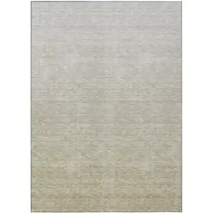 Photo of Beige Tan And Taupe Ombre Washable Indoor Outdoor Area Rug