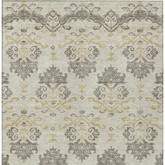 Beige Tan And Taupe Oriental Washable Indoor Outdoor Area Rug Photo 6