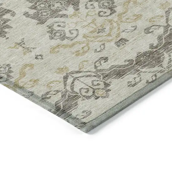 Beige Tan And Taupe Oriental Washable Indoor Outdoor Area Rug Photo 3