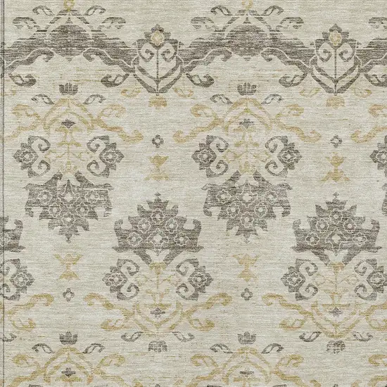 Beige Tan And Taupe Oriental Washable Indoor Outdoor Area Rug Photo 5