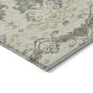 Photo of Beige Tan And Taupe Oriental Washable Indoor Outdoor Area Rug