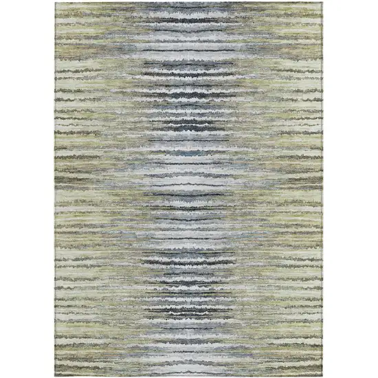 Beige Tan And Taupe Striped Washable Indoor Outdoor Area Rug Photo 6