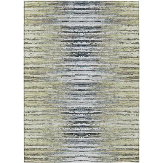 Beige Tan And Taupe Striped Washable Indoor Outdoor Area Rug Photo 2