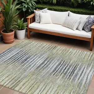 Photo of Beige Tan And Taupe Striped Washable Indoor Outdoor Area Rug