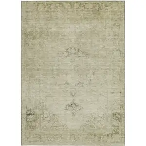 Photo of Beige Taupe And Brown Oriental Washable Indoor Outdoor Area Rug