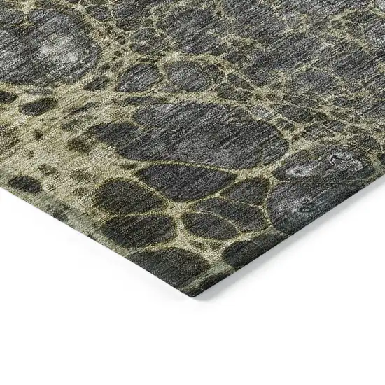 Beige Taupe And Chocolate Abstract Washable Indoor Outdoor Area Rug Photo 3