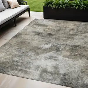 Photo of Beige Taupe And Gray Abstract Washable Indoor Outdoor Area Rug