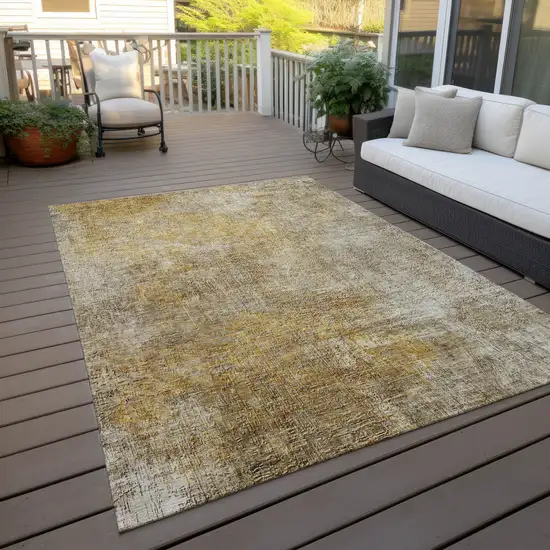 Beige Taupe And Ivory Abstract Washable Indoor Outdoor Area Rug Photo 7