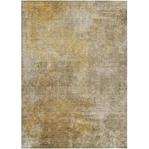 Photo of Beige Taupe And Ivory Abstract Washable Indoor Outdoor Area Rug