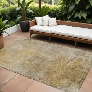 Photo of Beige Taupe And Ivory Abstract Washable Indoor Outdoor Area Rug