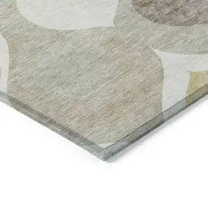 Photo of Beige Taupe And Ivory Ogee Washable Indoor Outdoor Area Rug