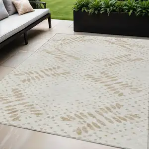 Photo of Beige Taupe And Tan Floral Washable Indoor Outdoor Area Rug