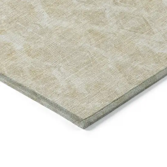 Beige Taupe And Tan Geometric Washable Indoor Outdoor Area Rug Photo 5