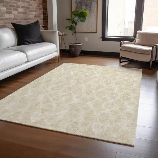 Beige Taupe And Tan Geometric Washable Indoor Outdoor Area Rug Photo 8