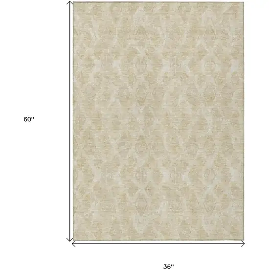 Beige Taupe And Tan Geometric Washable Indoor Outdoor Area Rug Photo 3