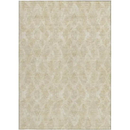 Beige Taupe And Tan Geometric Washable Indoor Outdoor Area Rug Photo 6