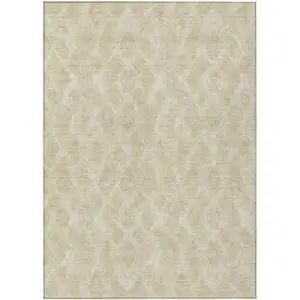 Photo of Beige Taupe And Tan Geometric Washable Indoor Outdoor Area Rug