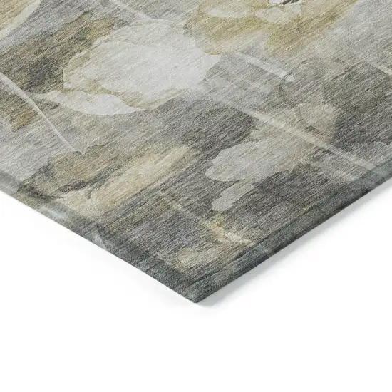 Beige Taupe And Wheat Floral Washable Indoor Outdoor Area Rug Photo 4