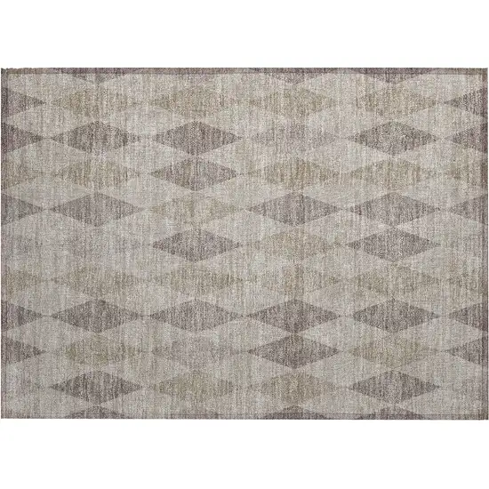 Beige Taupe and Brown Geometric Washable Non Skid Indoor Outdoor Area Rug Photo 2