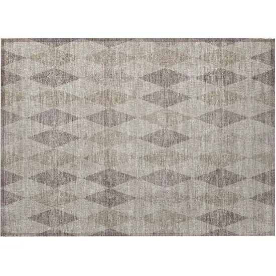 Beige Taupe and Brown Geometric Washable Non Skid Indoor Outdoor Area Rug Photo 5