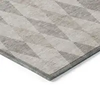 Photo of Beige Taupe and Brown Geometric Washable Non Skid Indoor Outdoor Area Rug