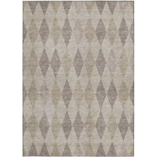 Beige Taupe and Brown Geometric Washable Non Skid Indoor Outdoor Area Rug Photo 5