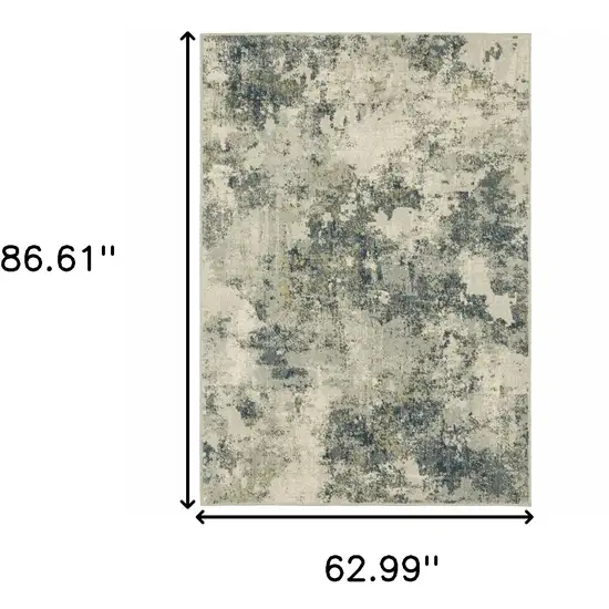 Beige Teal Grey And Gold Abstract Power Loom Stain Resistant Area Rug Photo 10