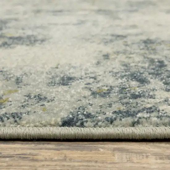 Beige Teal Grey And Gold Abstract Power Loom Stain Resistant Area Rug Photo 9