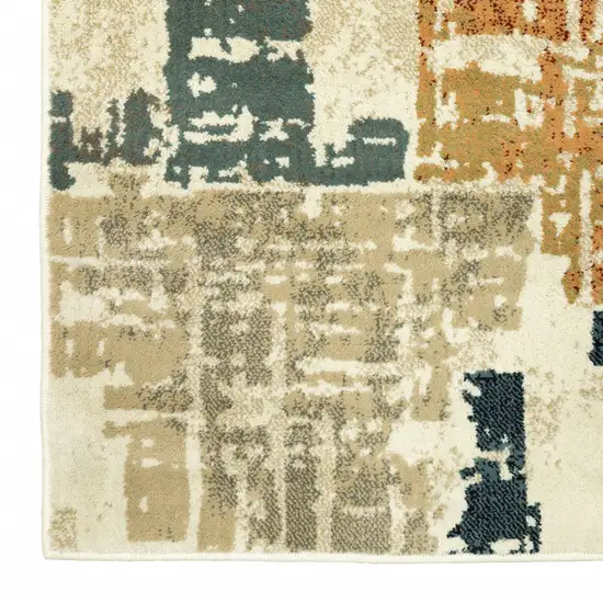 Beige Terracotta Green Navy And Grey Abstract Power Loom Stain Resistant Area Rug Photo 1