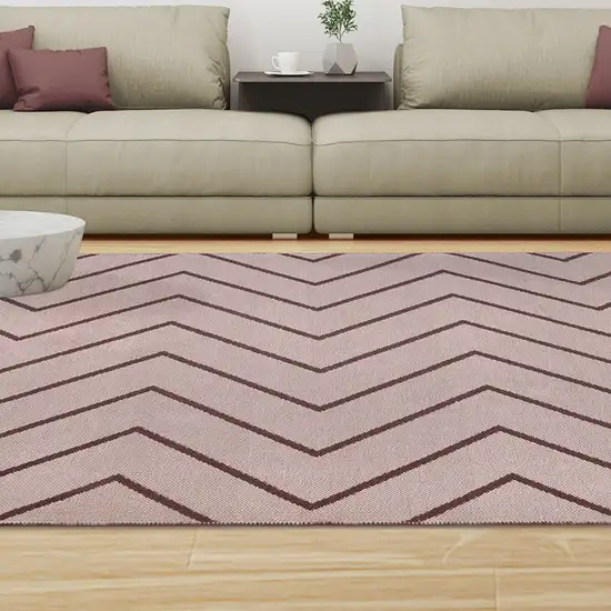 Beige Waves Stain Resistant Indoor Outdoor Area Rug Photo 8