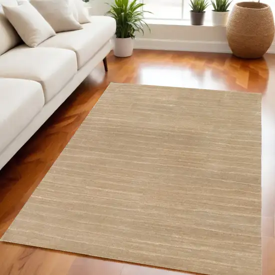 Beige Wool Abstract Hand Loomed Area Rug Photo 1