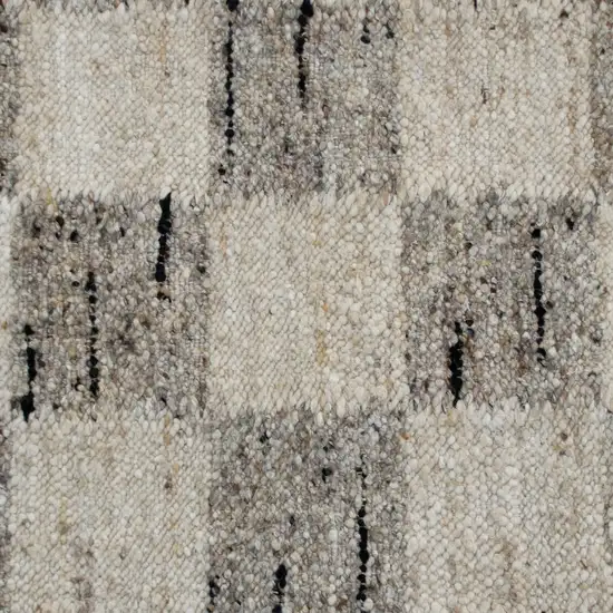 Beige Wool Checkered Hand Woven Area Rug Photo 9