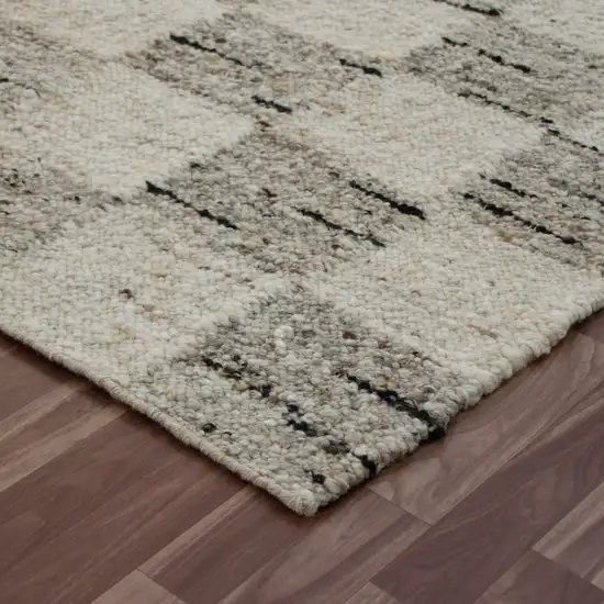 Beige Wool Checkered Hand Woven Area Rug Photo 4