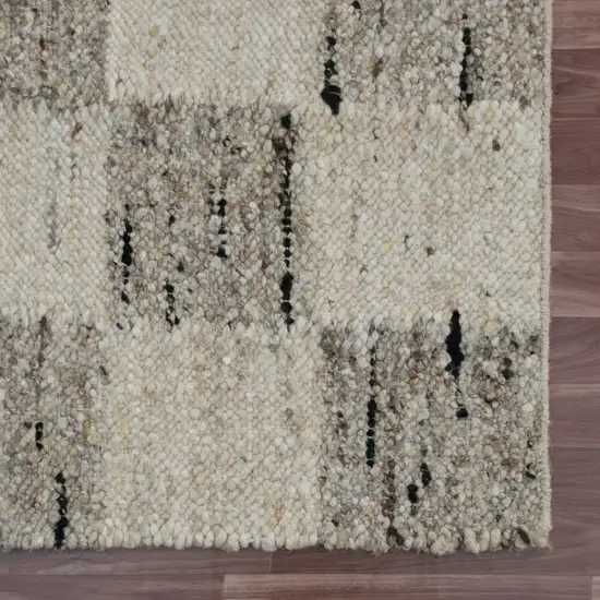 Beige Wool Checkered Hand Woven Area Rug Photo 3