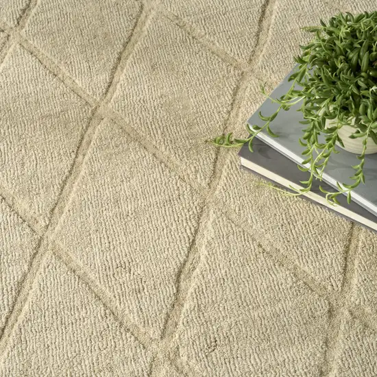 Beige Wool Geometric Area Rug Photo 7