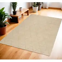 Photo of Beige Wool Geometric Area Rug