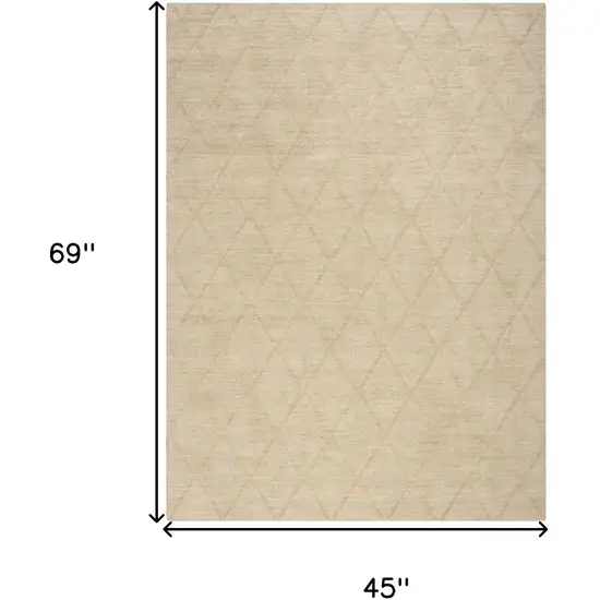 Beige Wool Geometric Area Rug Photo 3