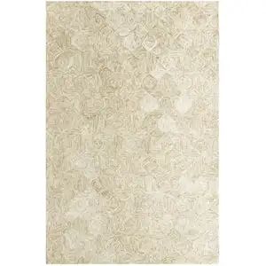 Photo of Beige Wool Geometric Hand Tufted Area Rug