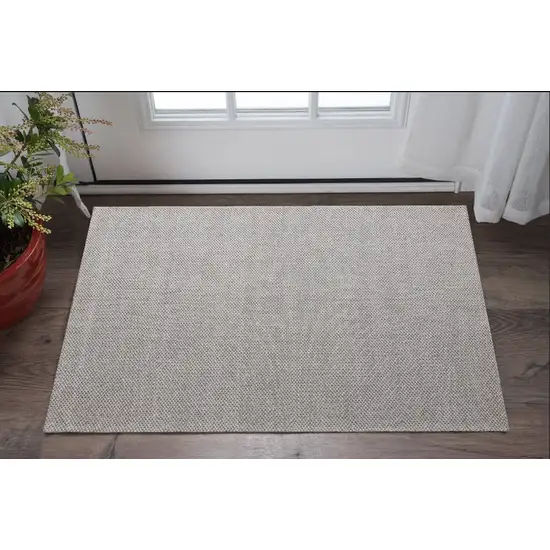 Beige Wool Hand Woven Area Rug Photo 1